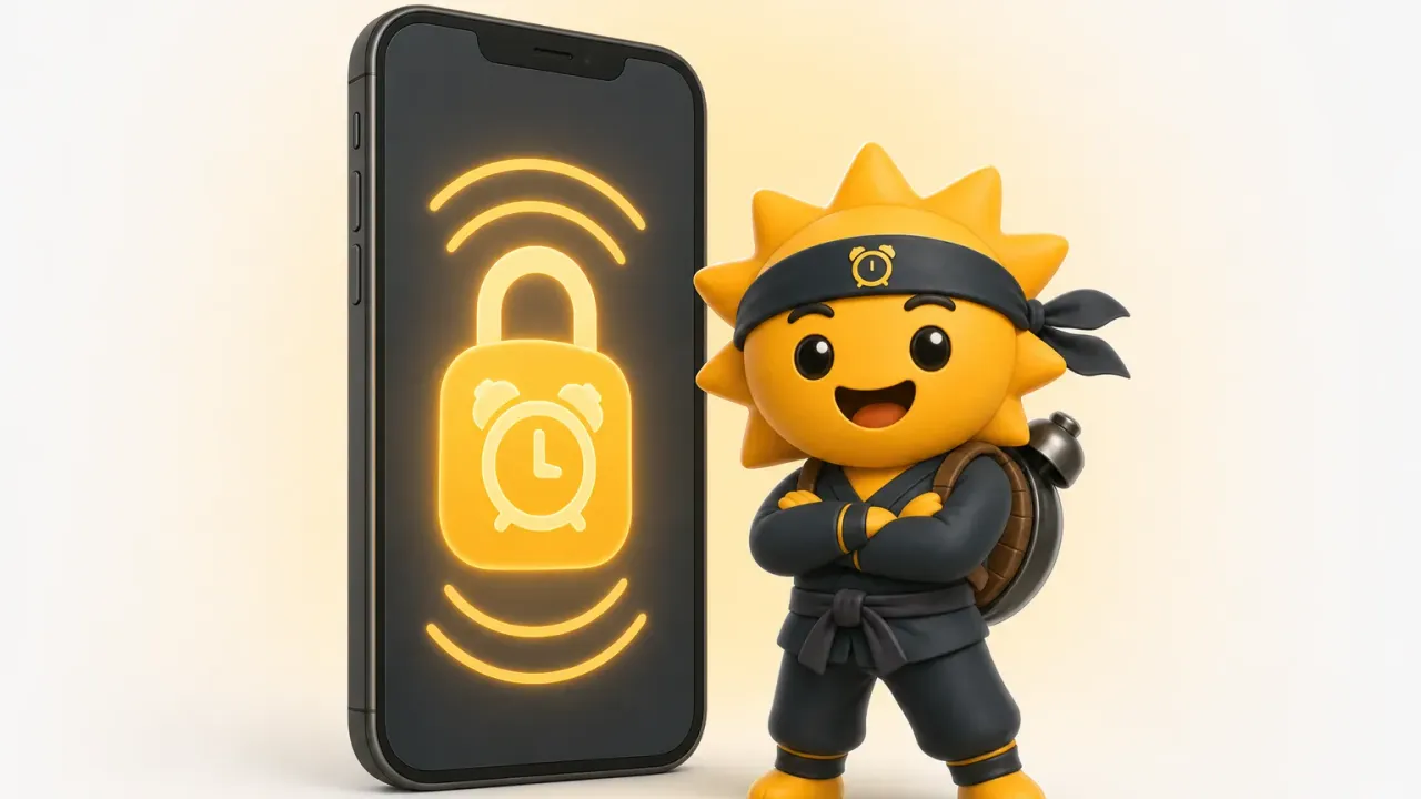 Risly 太阳忍者站在一块写着 AlarmKit 的系统层结构图前