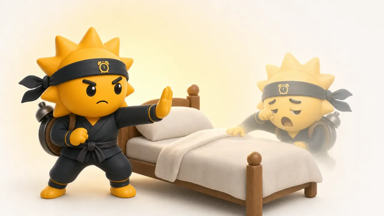 布団の入口に立ちはだかるRislyのサン・ニンジャ