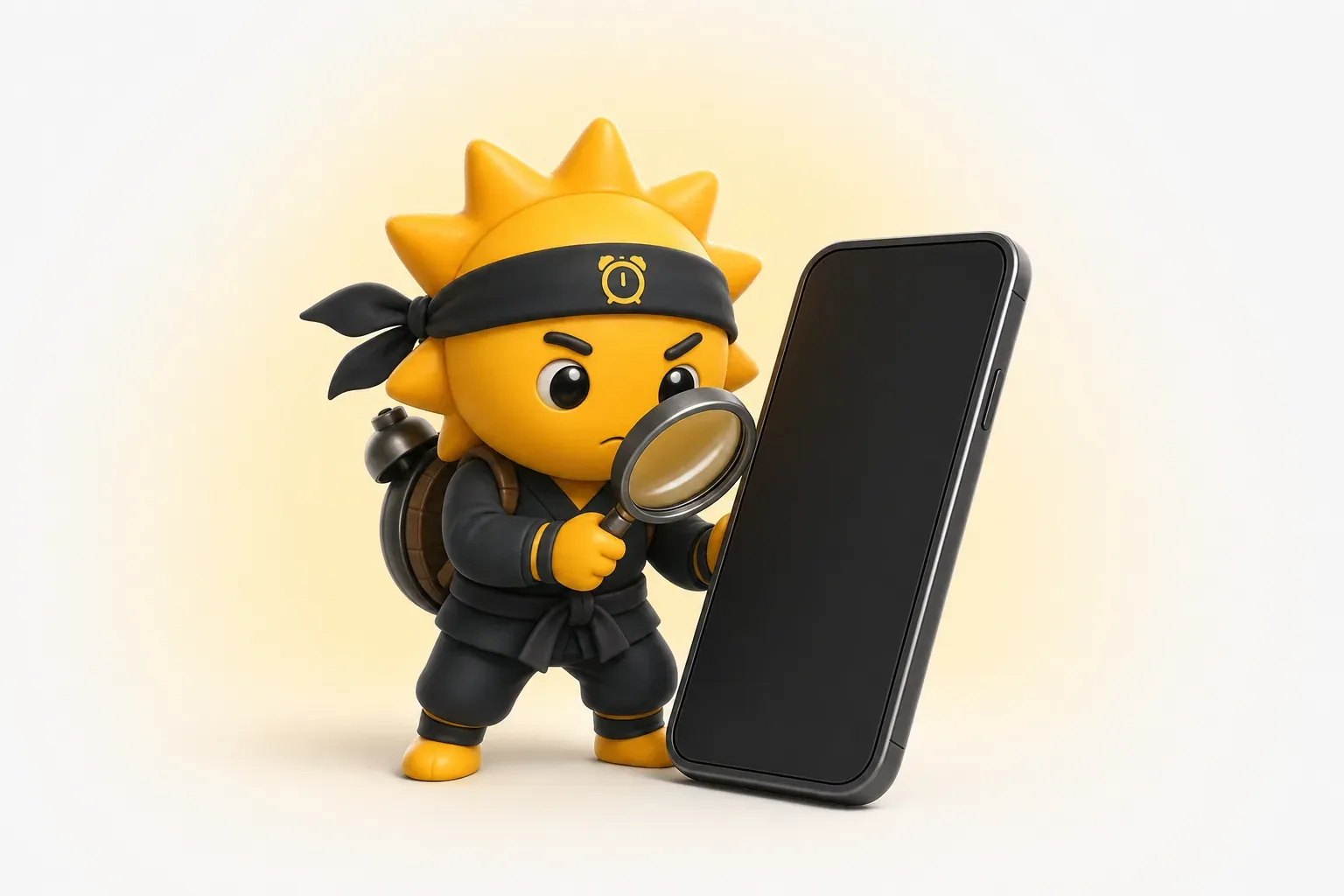 The Risly sun-ninja inspecting an iPhone settings screen