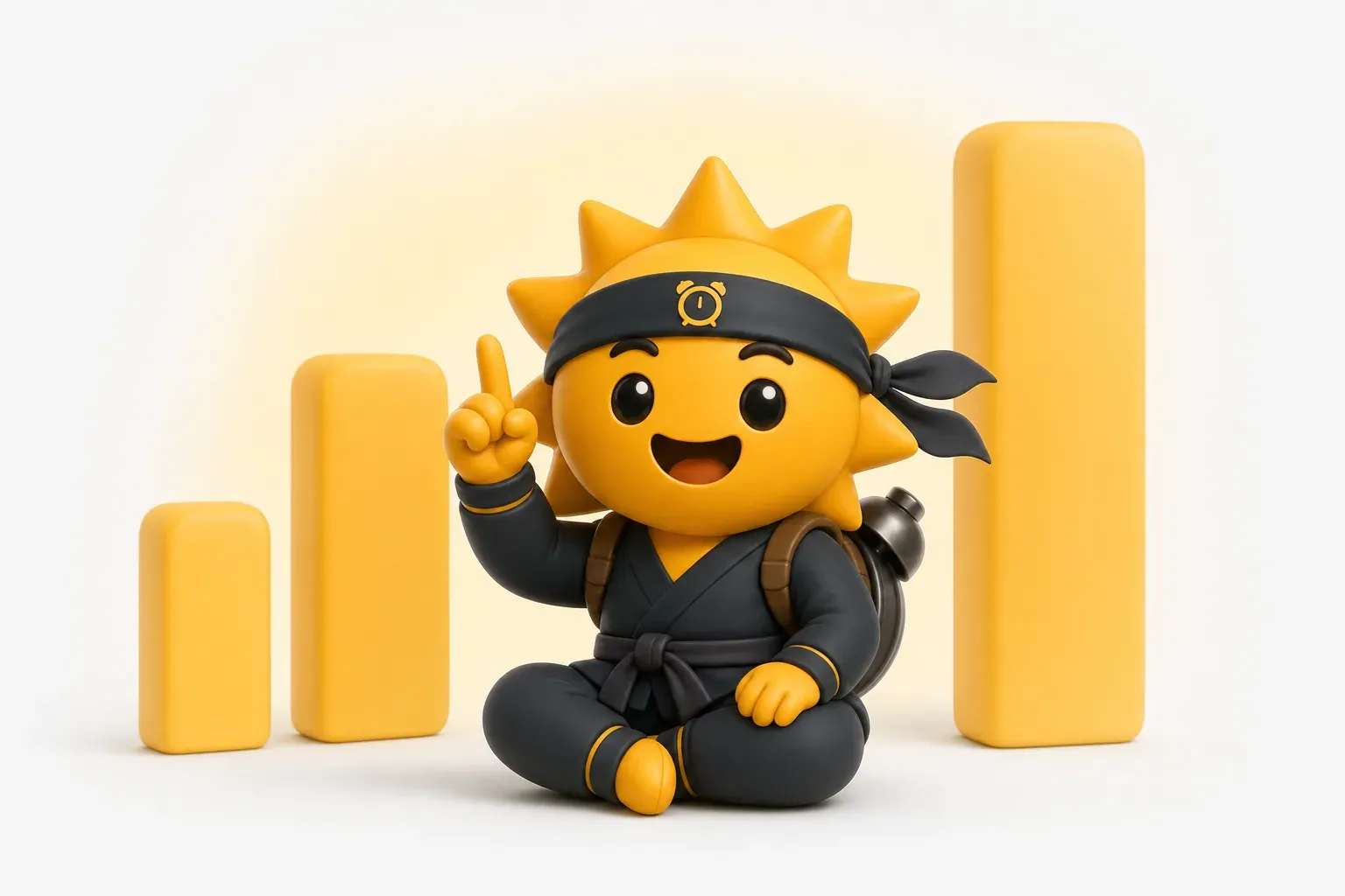 El ninja del sol de Risly desmintiendo un bulo delante de un gráfico sobre posponer la alarma