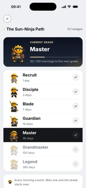 The Way of the Sun-Ninja: grade progression in Risly