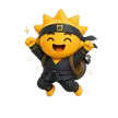 The Risly Sun-Ninja jumping with both arms in the air