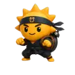 The Risly Sun-Ninja in a fighting stance, fists up