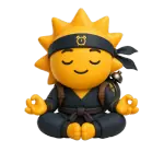 The Risly Sun-Ninja meditating cross-legged