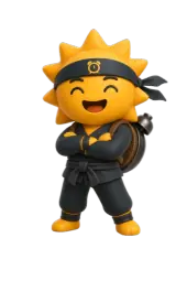 The Risly Sun-Ninja standing, hands on hips