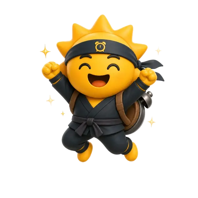 The Risly Sun-Ninja jumping with both arms in the air