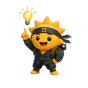 The Risly Sun-Ninja raising a finger under a lit lightbulb