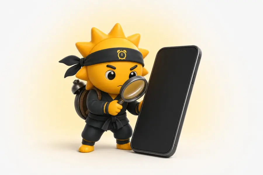 The Risly sun-ninja inspecting an iPhone settings screen