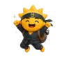 The Risly Sun-Ninja jumping with both arms in the air
