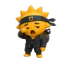 The Risly Sun-Ninja yawning, eyes shut, barely awake