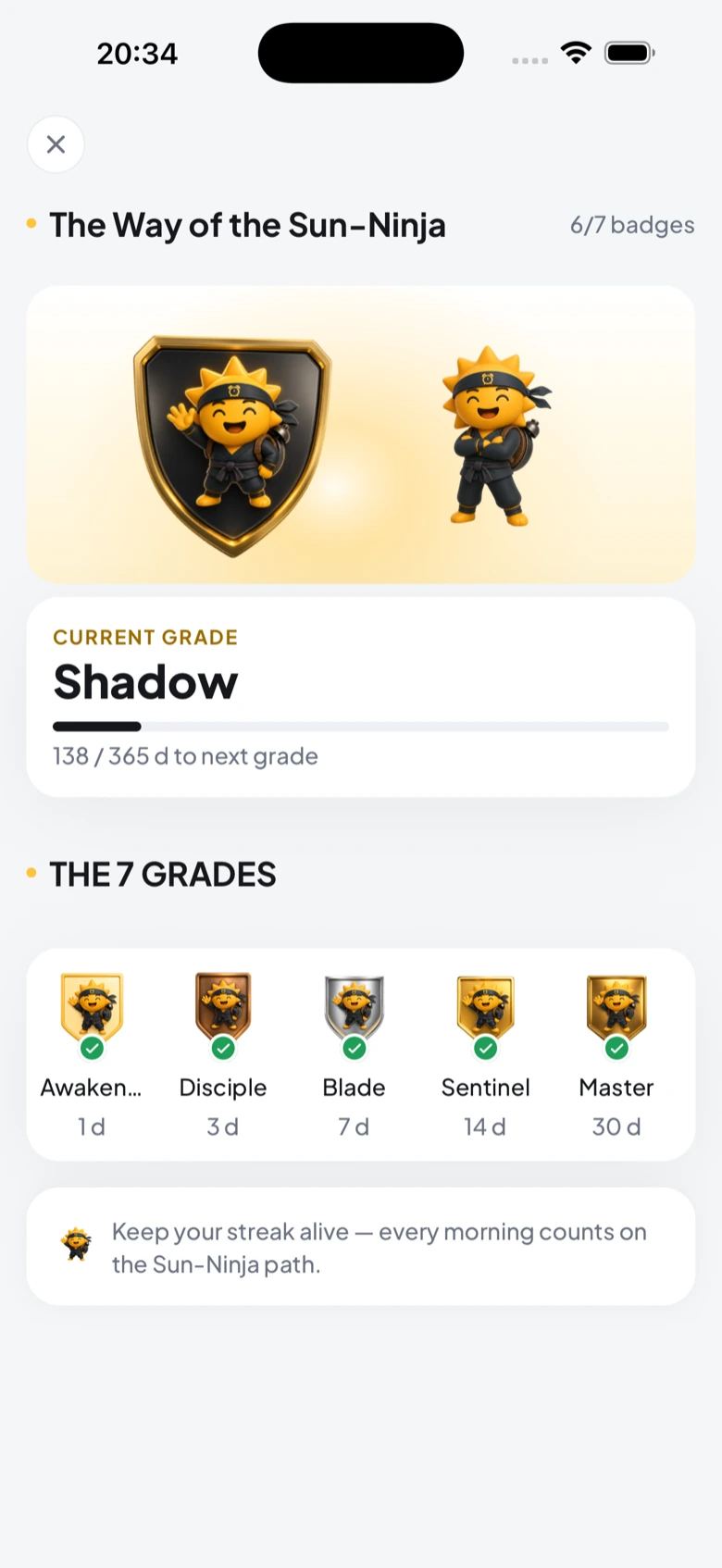 The Way of the Sun-Ninja — grade progression in Risly